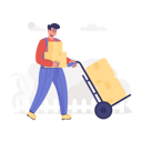 پیش‌نمایش فایل delivery-guy-using-pushcart-4490979 از پک خدمات تحویل کالا