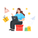 پیش‌نمایش فایل woman-earning-cashback-reward-4488145 از پک برنامه وفاداری مشتریان