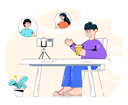 پیش‌نمایش فایل boy-doing-group-video-call-with-friends-4503065 از پک رسانه‌های اجتماعی
