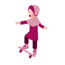 پیش‌نمایش فایل hijab-girl-character-playing-skateboard-8684703 از پک کودک بانمک در حال بازی
