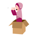 پیش‌نمایش فایل hijab-girl-playing-in-box-8684709 از پک کودک بانمک در حال بازی
