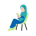 پیش‌نمایش فایل hijab-woman-playing-smartphone-on-chair-10868430 از پک افراد در حال انجام فعالیت وقت خودم