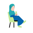 پیش‌نمایش فایل hijab-woman-playing-smartphone-on-chair-10868442 از پک افراد در حال انجام فعالیت وقت خودم