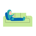 پیش‌نمایش فایل hijab-woman-playing-smartphone-on-sofa-10868436 از پک افراد در حال انجام فعالیت وقت خودم