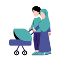 پیش‌نمایش فایل islamic-parents-with-baby-stroller-10991466 از پک والد با کالسکه نوزاد