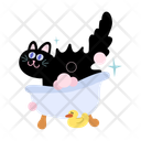 پیش‌نمایش فایل cat-bathing-cartoon-clipart-10692266 از پک شخصیت‌های گربه با فعالیت‌های روزمره