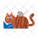 پیش‌نمایش فایل cat-reading-book-with-mouse-cartoon-clipart-10692278 از پک شخصیت‌های گربه با فعالیت‌های روزمره