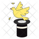 پیش‌نمایش فایل pigeon-flying-out-of-hat-trick-line-filled-illustration-10947969 از پک المان‌های ترفند جادو