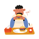 پیش‌نمایش فایل boy-eats-hamburger-8710516 از پک روز همبرگر ملی