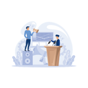 پیش‌نمایش فایل professional-speaker-concept-rhetoric-or-elocution-specialist-speaking-to-a-microphone-business-seminar-speaker-broadcasting-or-public-address-flat-vector-illustration-7656560 از پک حرفه