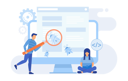 پیش‌نمایش فایل automation-engineers-doing-software-testing-7831605 از پک ایلاستریشن برنامه‌ریزی راهبردی کسب‌وکار