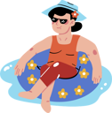 پیش‌نمایش فایل young-girl-seating-in-floating-tube-on-beach-8442097 از پک تعطیلات