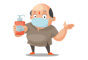 پیش‌نمایش فایل shopkeeper-is-wearing-surgical-mask-and-holding-sanitizer-in-hand-2705145 از پک فروشنده