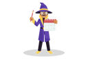 پیش‌نمایش فایل astrologer-is-holding-a-stick-in-hand-and-showing-a-calendar-2894223 از پک طالع بین