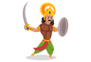 پیش‌نمایش فایل arjun-holding-sword-and-shield-3247058 از پک آرجون