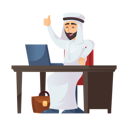 پیش‌نمایش فایل arab-businessman-sitting-on-desk-5956588 از پک افراد کسب‌وکار عرب