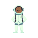 پیش‌نمایش فایل astronaut-african-kid-cartoon-character-in-space-suit-8373374 از پک کودکان فضانورد با موشک
