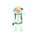 پیش‌نمایش فایل astronaut-in-spacesuit-salutes-8373372 از پک کودکان فضانورد با موشک
