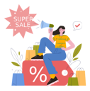 پیش‌نمایش فایل girl-announcing-shopping-super-sale-7056726 از پک خرید
