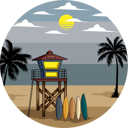 پیش‌نمایش فایل surfing-on-the-beach-8944984 از پک وینتیج رترو