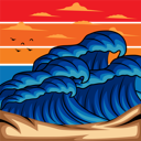 پیش‌نمایش فایل waves-in-ocean-8946793 از پک وینتیج رترو