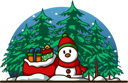 پیش‌نمایش فایل snowman-wearing-scarf-and-hat-with-some-gifts-in-the-forest-at-christmas-7135670 از پک عنصر کریسمس