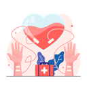 پیش‌نمایش فایل donor-arm-is-delivering-blood-to-recipient-of-the-heart-shaped-blood-bag-9307622 از پک اهداکنندگان خون