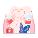 پیش‌نمایش فایل hand-holding-blood-bag-transfers-blood-to-hand-holding-heart-shaped-blood-bag-9307624 از پک اهداکنندگان خون