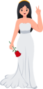 پیش‌نمایش فایل beautiful-bride-holding-rose-and-showing-victory-hand-8162819 از پک شخصیت عروسی