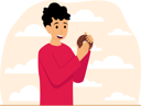پیش‌نمایش فایل man-eating-donut-8810576 از پک روز جهانی شکلات