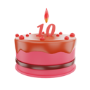 پیش‌نمایش فایل 10th-birthday-cake-7462949 از پک مجموعه آیکن کیک تولد سه‌بعدی