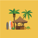 پیش‌نمایش فایل beach-bar-and-surfing-boats-2762448 از پک ساحل