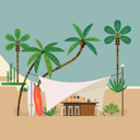 پیش‌نمایش فایل beach-bar-with-palm-trees-2762450 از پک ساحل