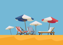 پیش‌نمایش فایل lounge-chairs-and-sunshade-umbrellas-on-beach-side-2762462 از پک ساحل