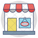 پیش‌نمایش فایل open-shop-4 از پک مجموعه آیکن تخت گوشه‌گرد خرید و تجارت – شماره ۲