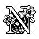 پیش‌نمایش فایل n-logo-15928679 از پک مجموعه هنری لوگو حروف گل‌دار