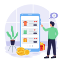 پیش‌نمایش فایل man-purchase-tshirts-from-application-11763705 از پک دوشنبه سایبری پویانمایی