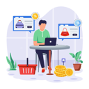 پیش‌نمایش فایل man-purchases-bags-online-11763715 از پک دوشنبه سایبری پویانمایی