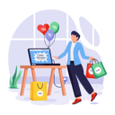 پیش‌نمایش فایل man-shops-on-cyber-monday-11763712 از پک دوشنبه سایبری پویانمایی