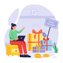 پیش‌نمایش فایل woman-buys-product-online-11763704 از پک دوشنبه سایبری پویانمایی