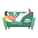 پیش‌نمایش فایل man-reading-book-on-sofa-12189727 از پک تاجران و مدیران