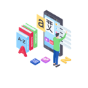 پیش‌نمایش فایل online-language-learning-1804674 از پک آموزش آنلاین (ایزومتریک)