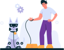 پیش‌نمایش فایل man-has-robot-dog-11473415 از پک ربات هوش مصنوعی