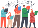 پیش‌نمایش فایل children-in-santa-claus-hats-and-knit-sweaters-singing-xmas-carols-holding-song-books-4724423 از پک کریسمس