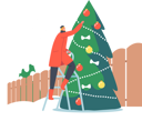 پیش‌نمایش فایل woman-decorate-christmas-tree-at-house-yard-4724493 از پک کریسمس