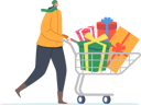 پیش‌نمایش فایل woman-push-shopping-cart-with-gift-boxes-4724530 از پک کریسمس