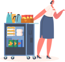 پیش‌نمایش فایل airline-staff-pushing-trolley-with-drinks-and-meals-for-passengers-5154849 از پک حمل و نقل
