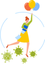 پیش‌نمایش فایل female-business-character-flying-over-corona-virus-on-balloons-5156994 از پک سلامت
