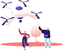 پیش‌نمایش فایل happy-couple-of-man-and-woman-waving-hands-to-flying-in-sky-drone-5170529 از پک تچنولوگیس