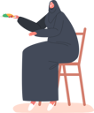 پیش‌نمایش فایل arabic-woman-sitting-on-chair-and-holding-food-plate-5531454 از پک ملیت‌ها